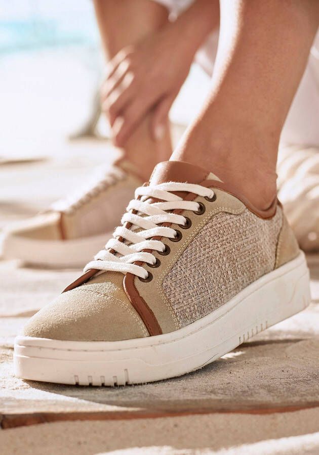 Elbsand Sneakers van leer met bastslook veterschoenen vrijetijdsschoenen