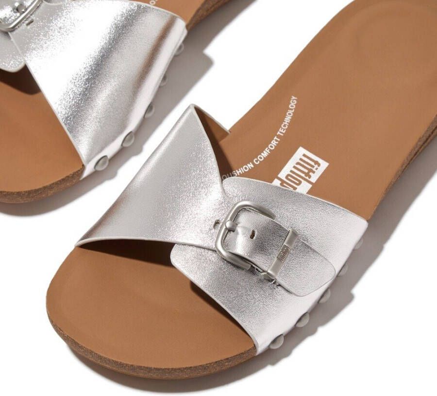 Fitflop Slippers IQUSHION ADJUSTABLE BUCKLE METALLIC-LEATHER SLIDES