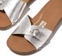 FitFlop Iqushion Adjustable Buckle Metalli Leather Slides ZILVER - Thumbnail 6