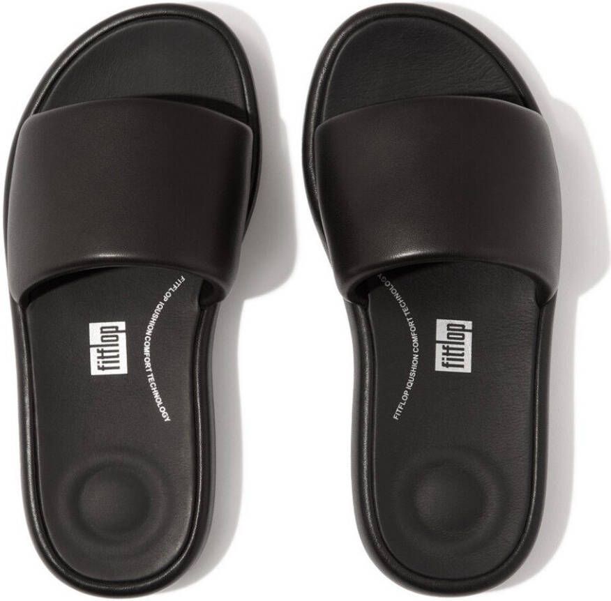 Fitflop Slippers IQUSHION D-LUXE PADDED LEATHER SLIDES zomerschoen slippers met brede bandage