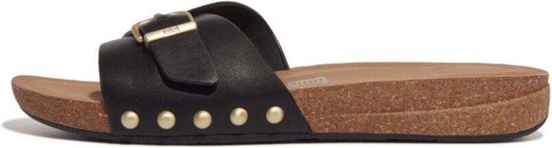 Fitflop Slippers IQUSHION ADJUSTABLE BUCKLE LEATHER SLIDES