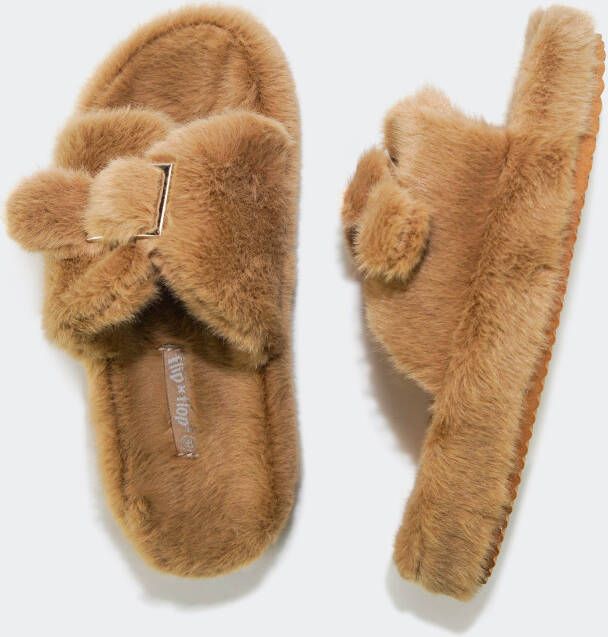 Flip Flop Pantoffels Fur*buckle met siergesp