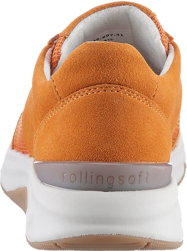 Gabor Rollingsoft Sneakers met sleehak vrijetijdsschoen lage schoen veterschoen logo op de hiel