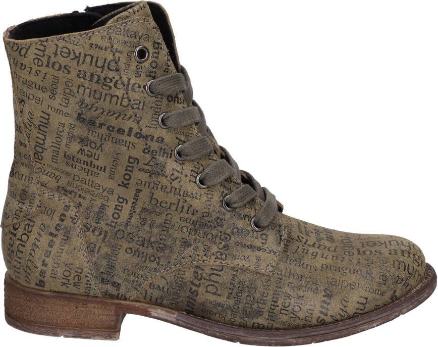 Josef Seibel Hoge veterschoenen SIENNA 82 met modieuze krantenprint