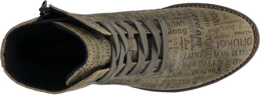 Josef Seibel Hoge veterschoenen SIENNA 82 met modieuze krantenprint