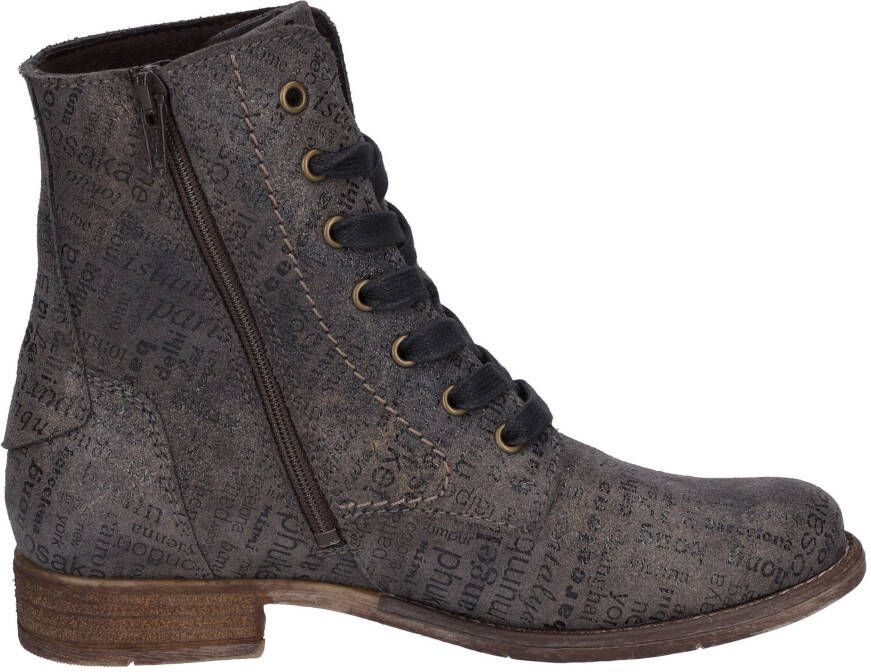 Josef Seibel Hoge veterschoenen SIENNA 82 met modieuze krantenprint