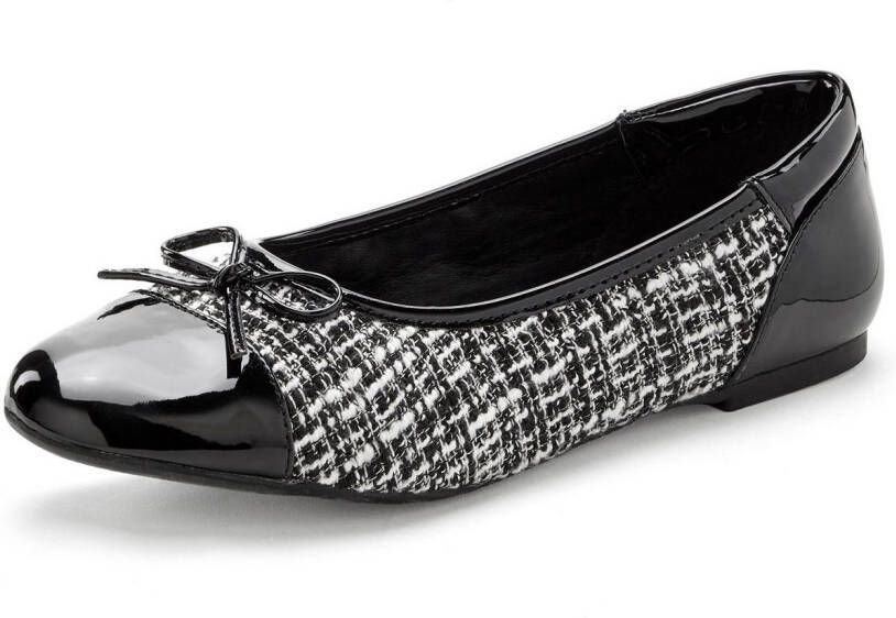 Lascana Ballerina's Slip-in ballerina in houndstooth-look vrijetijdsschoen slipper slip-in lage schoen vegan