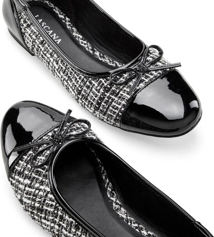 Lascana Ballerina's Slip-in ballerina in houndstooth-look vrijetijdsschoen slipper slip-in lage schoen vegan