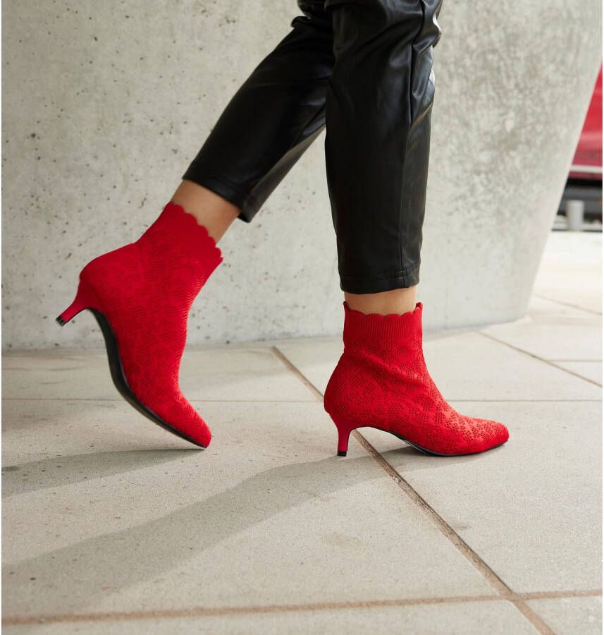 Lascana Enkellaarsjes Sock Boot High heel laarsjes laarzen kleine hak & elastische punt