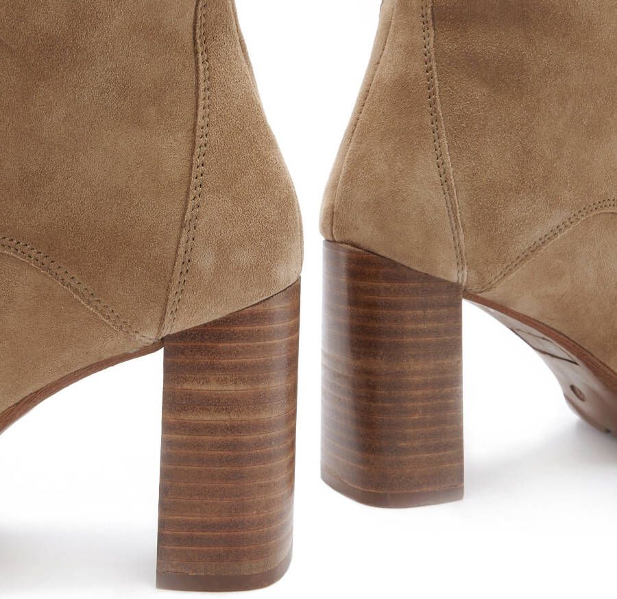 Lascana Highheel-laarsjes Hoge veterschoenen van leer blokhak plateaulaarzen veterschoenen