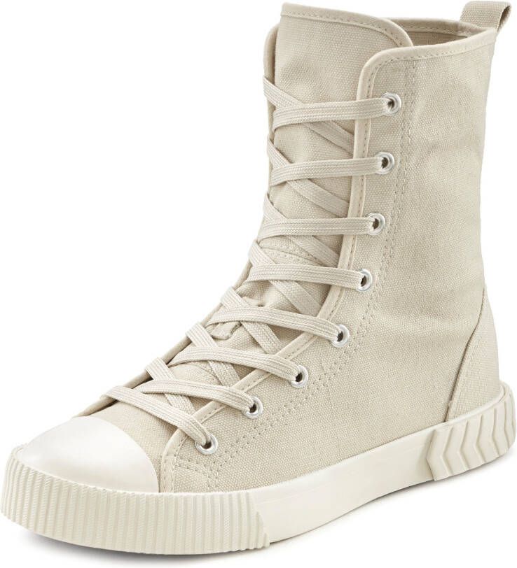 Lascana Laarsjes in combat-look high top sneaker veterschoen textiel laarzen