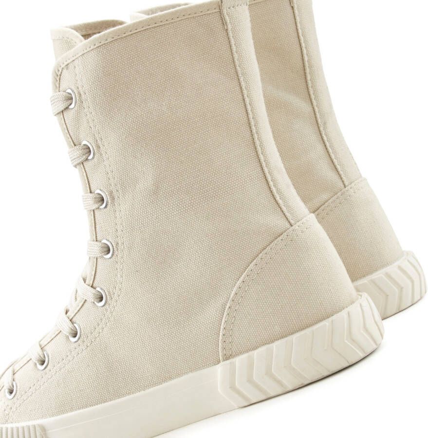 Lascana Laarsjes in combat-look high top sneaker veterschoen textiel laarzen