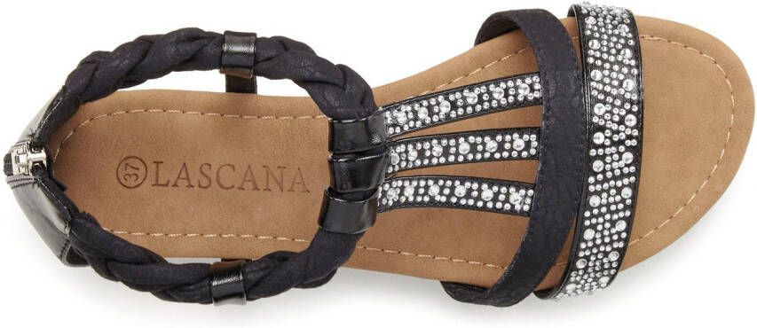 Lascana Sandalen met glinsterende stenen kleine sleehak sandaal zomerschoen vegan