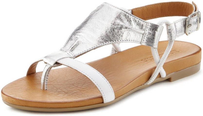 Lascana Sandalen Sandalette zomerschoen van hoogwaardig leer met metallic uiterlijk