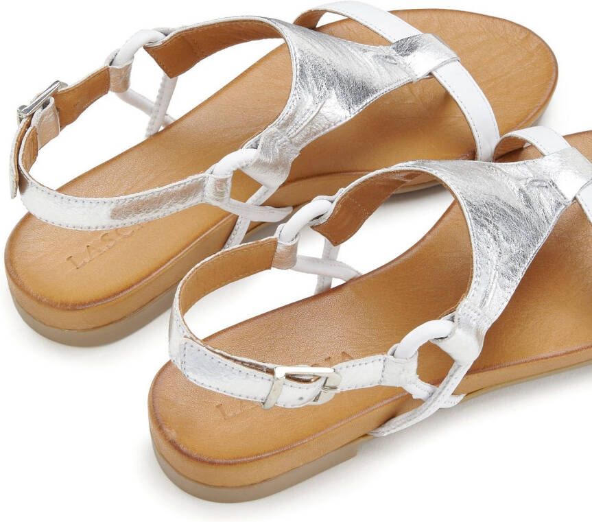 Lascana Sandalen Sandalette zomerschoen van hoogwaardig leer met metallic uiterlijk