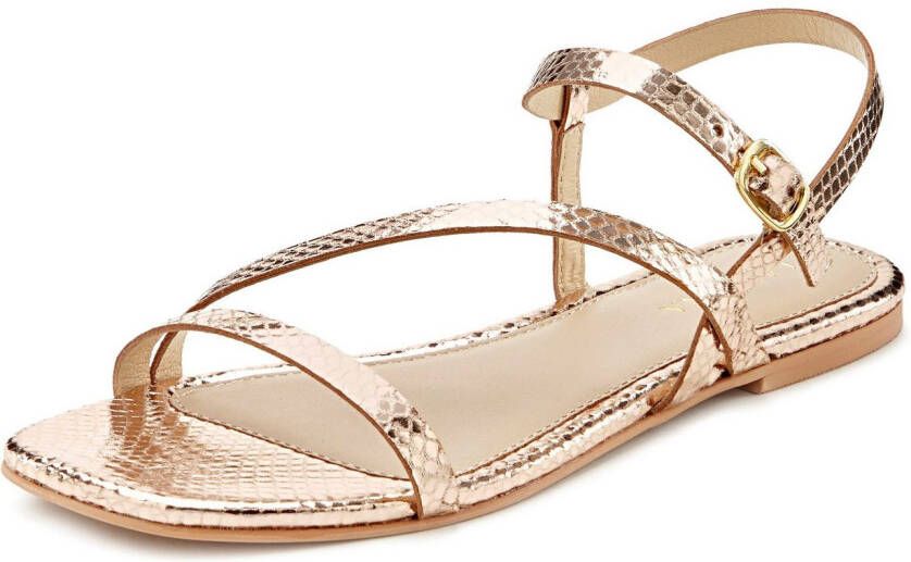 Lascana Sandalen Sandalette zomerschoen van leer met modieuze metallic-look