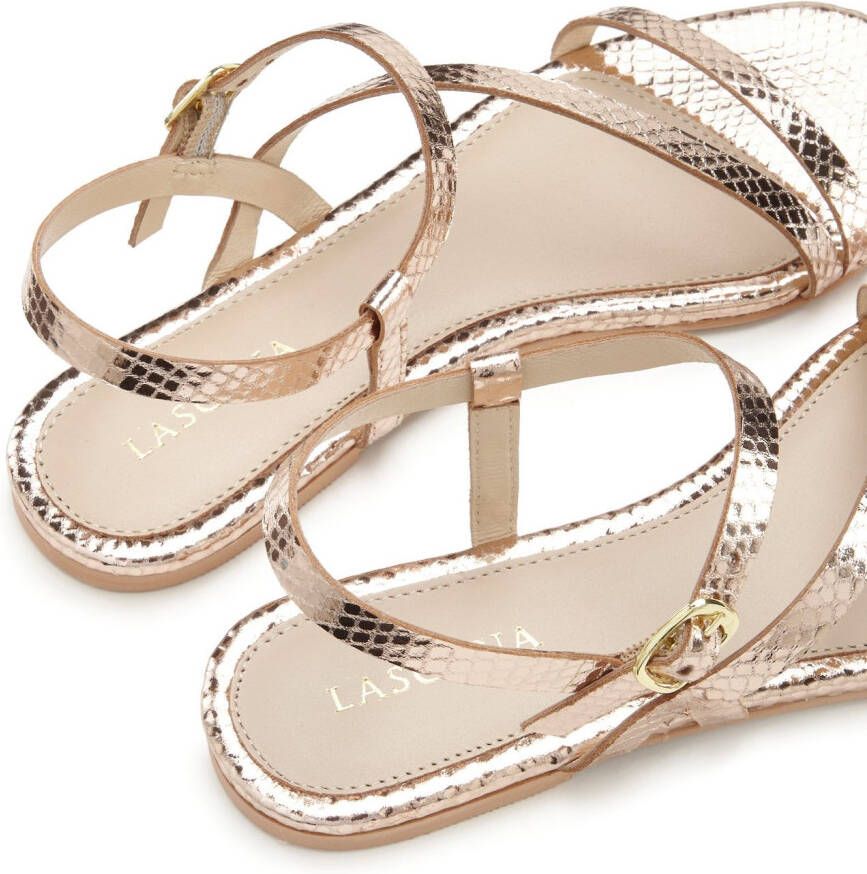 Lascana Sandalen Sandalette zomerschoen van leer met modieuze metallic-look