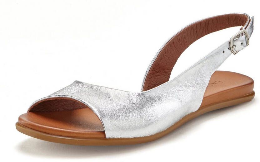 Lascana Sandalen van leer in modieuze metallic-look sandaal zomerschoen