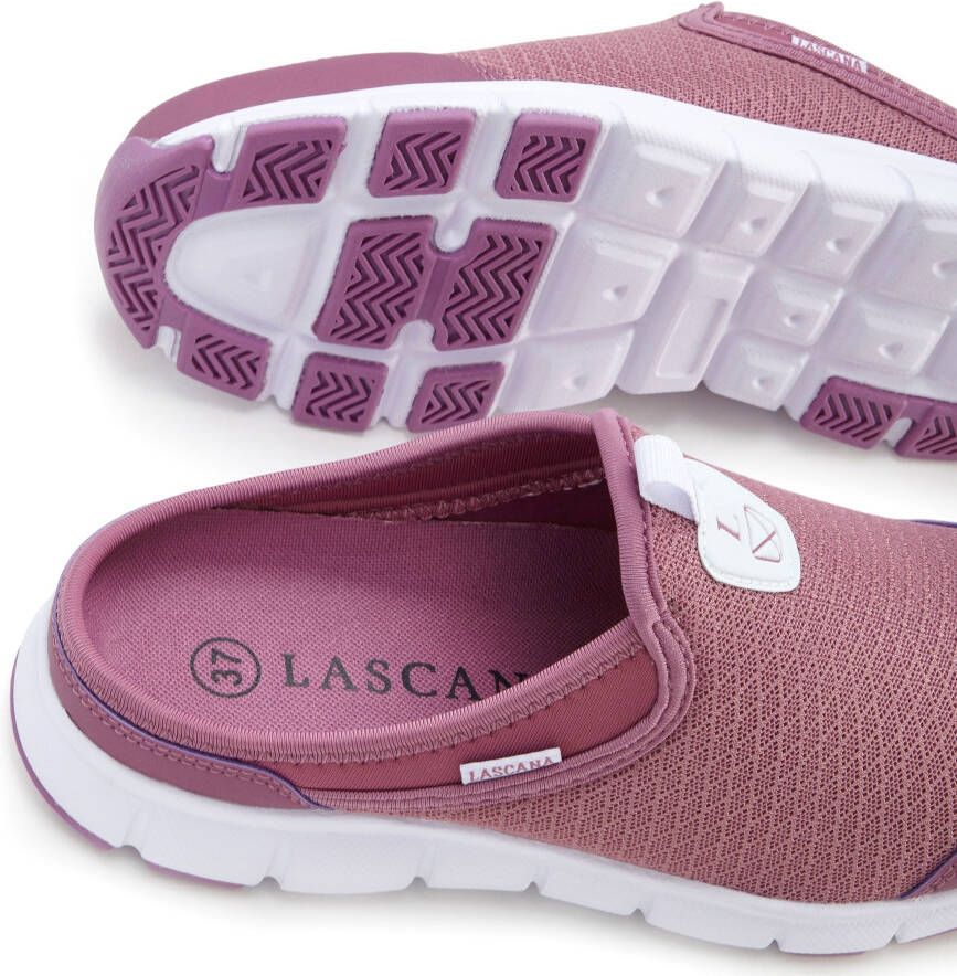 Lascana Slip-on sneakers Halfschoen vrijetijdsschoen sabot clogs van licht mesh-materiaal.