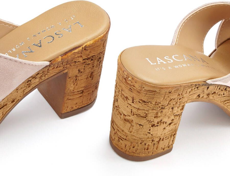 Lascana Slippers Mule sandaal open schoen van leer met blokhak