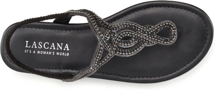 Lascana Teenslippers Sandaal pantoffel met sierstenen in glitter-look VEGAN