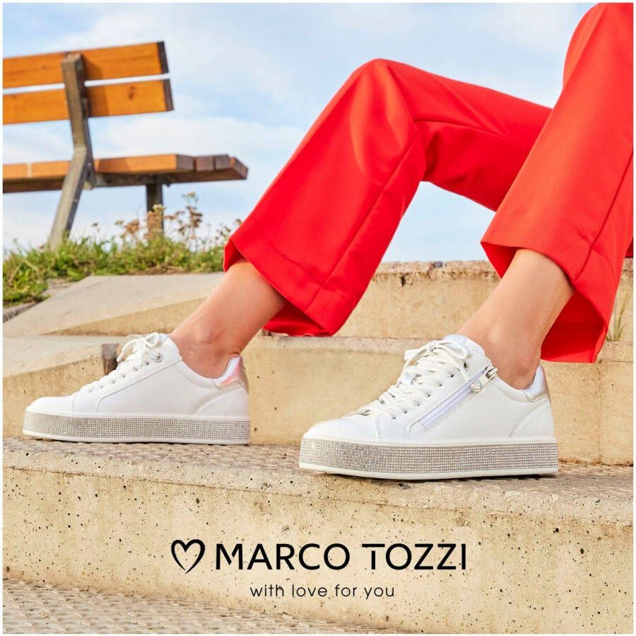 Marco Tozzi Plateausneakers vrijetijdsschoen halfschoen veterschoen met contrast bies