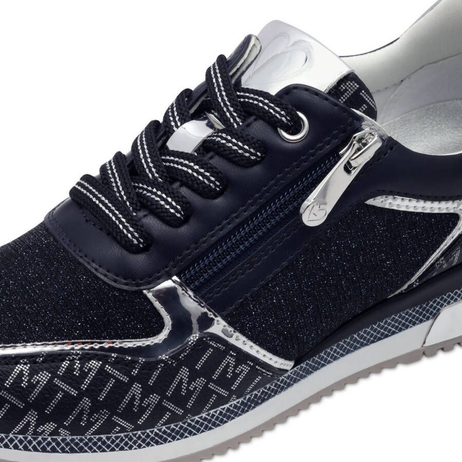 Marco Tozzi Sneakers met sleehak vrijetijdsschoen lage schoen veterschoen met logo-print