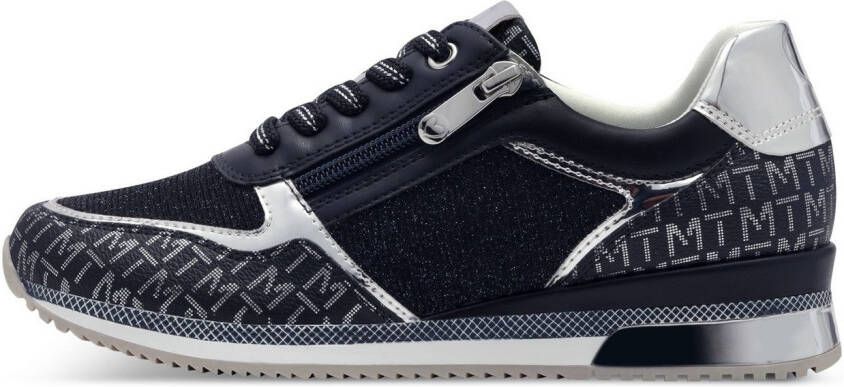 Marco Tozzi Sneakers met sleehak vrijetijdsschoen lage schoen veterschoen met logo-print