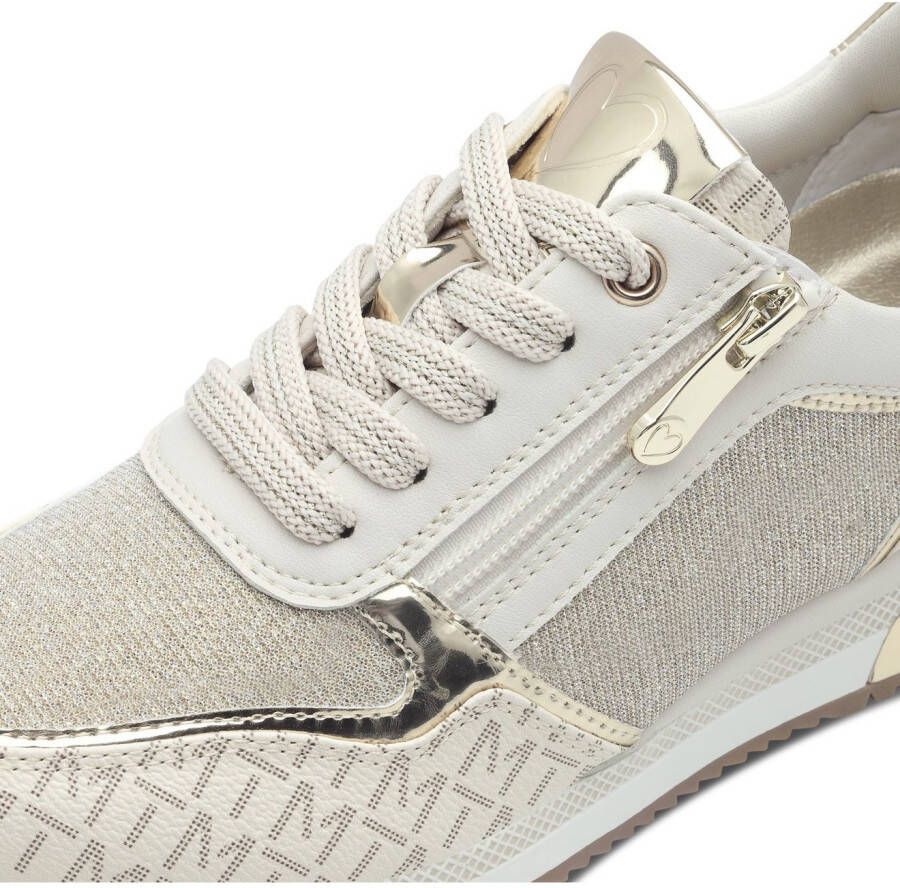 Marco Tozzi Sneakers met sleehak vrijetijdsschoen lage schoen veterschoen met logo-print