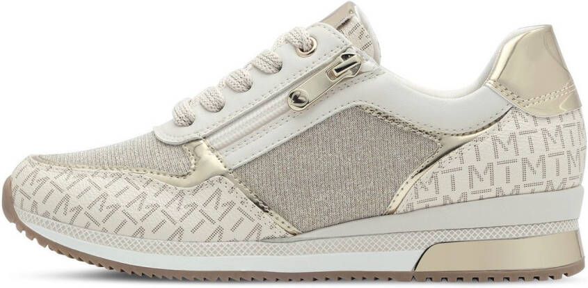 Marco Tozzi Sneakers met sleehak vrijetijdsschoen lage schoen veterschoen met logo-print