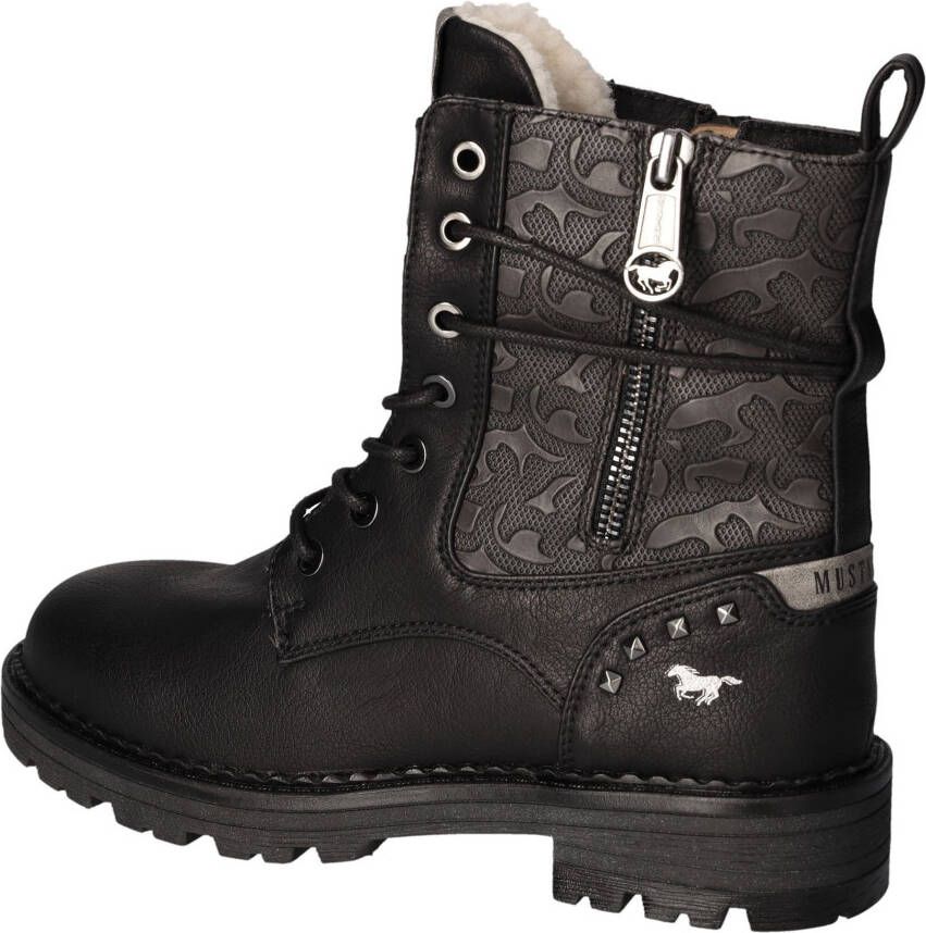 Mustang Shoes Winterlaarzen hakken winter-enkellaars veterschoenen logo-opschriften