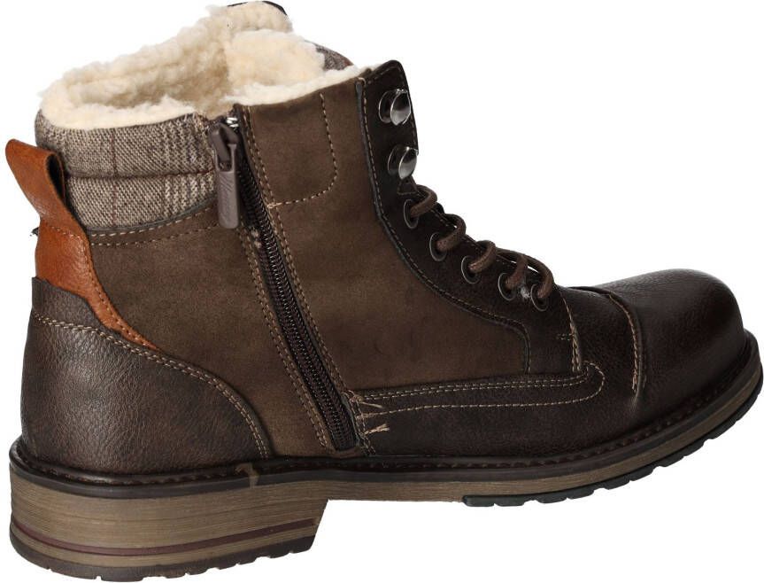 Mustang Shoes Winterlaarzen blokhak winterlaarsjes veterschoenen met geruit accent