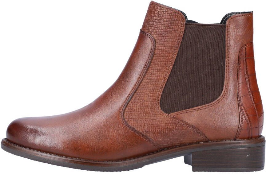 Remonte Chelsea-boots blokhak laarsjes business schoen accenten in reptiel-look