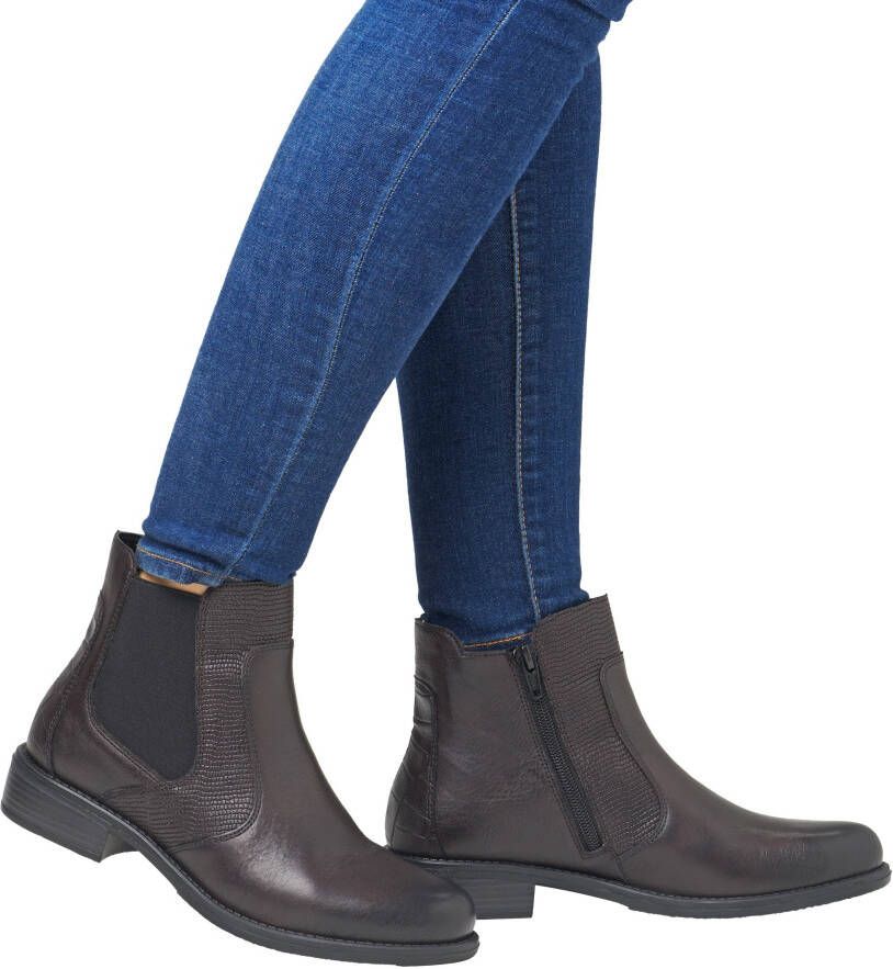 Remonte Chelsea-boots blokhak laarsjes business schoen accenten in reptiel-look