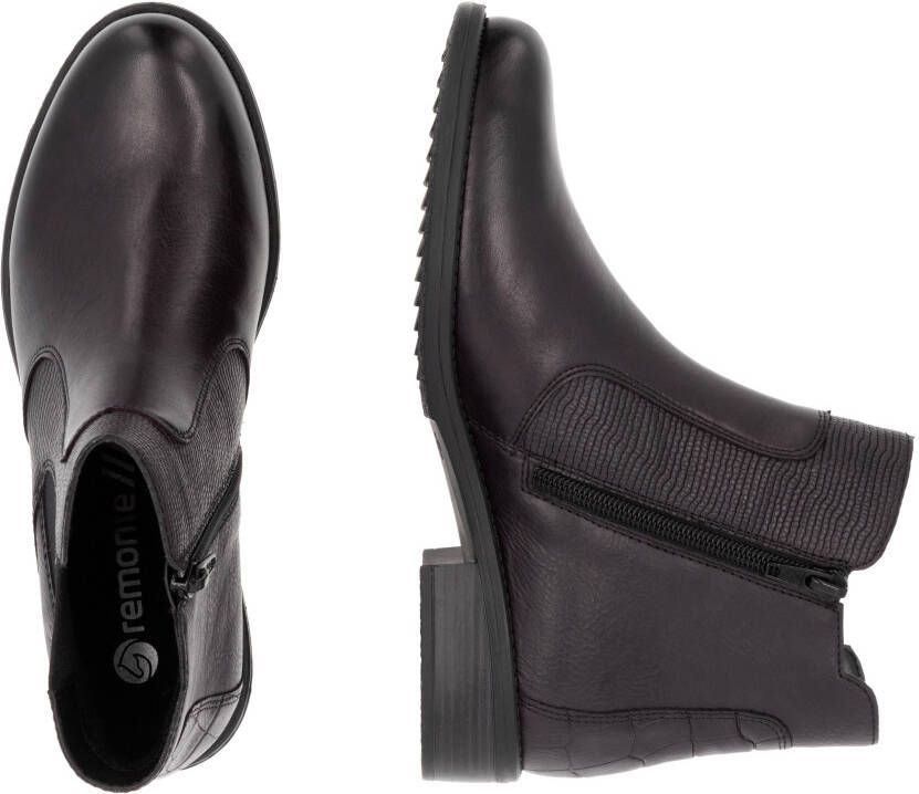 Remonte Chelsea-boots blokhak laarsjes business schoen accenten in reptiel-look