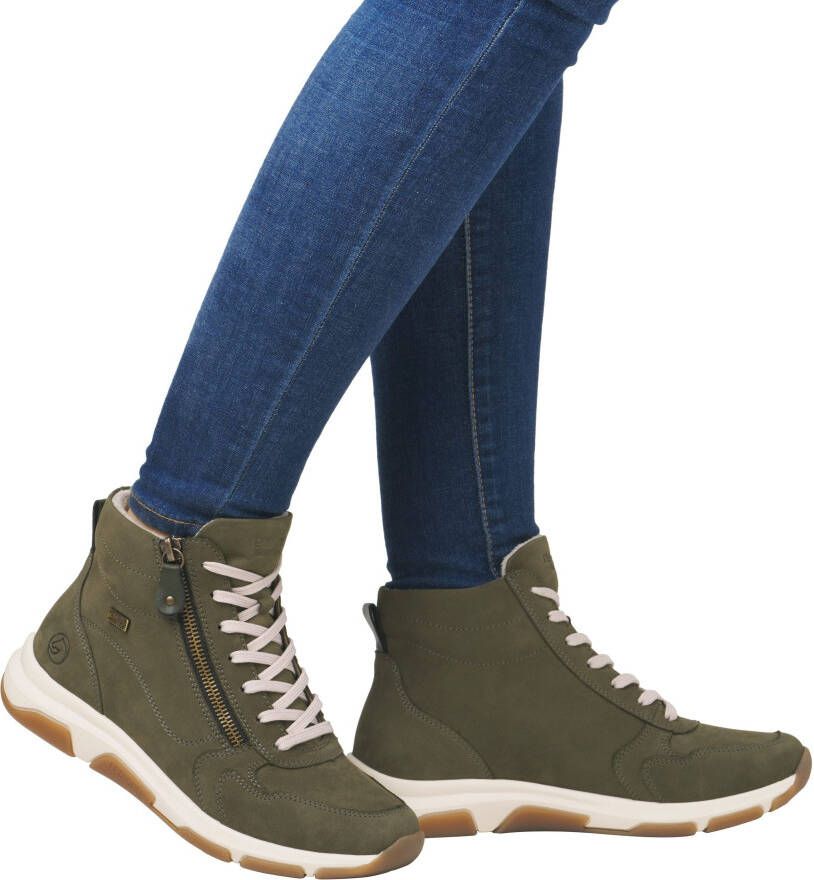 Remonte Sneakers met sleehak high-top sneaker veterschoen freizeitschoen met buitenrits