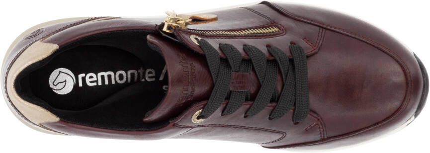 Remonte Sneakers met sleehak vrijetijdsschoen lage schoen veterschoen met gouden logo-hanger