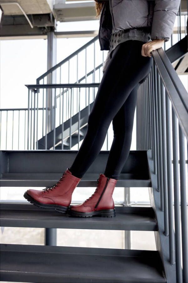 Remonte Veterlaarsjes blokhak veterschoenen chunky boots met contrast-raamstiksels