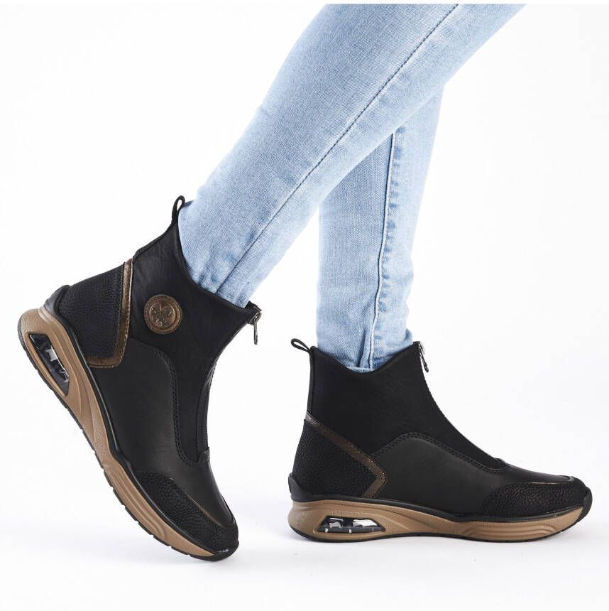 Rieker Boots zonder sluiting enkellaars high top sneaker wedge hak met aantrek-lus