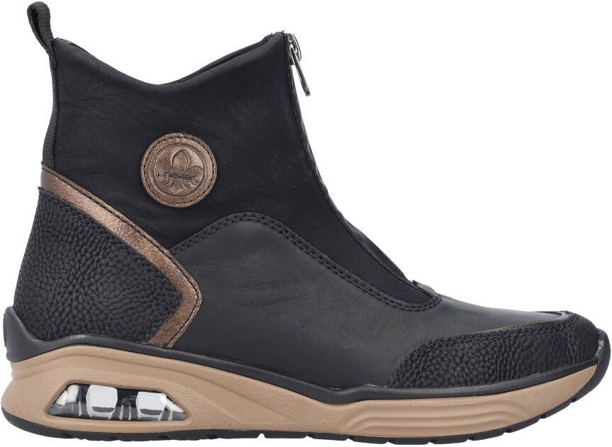 Rieker Boots zonder sluiting enkellaars high top sneaker wedge hak met aantrek-lus