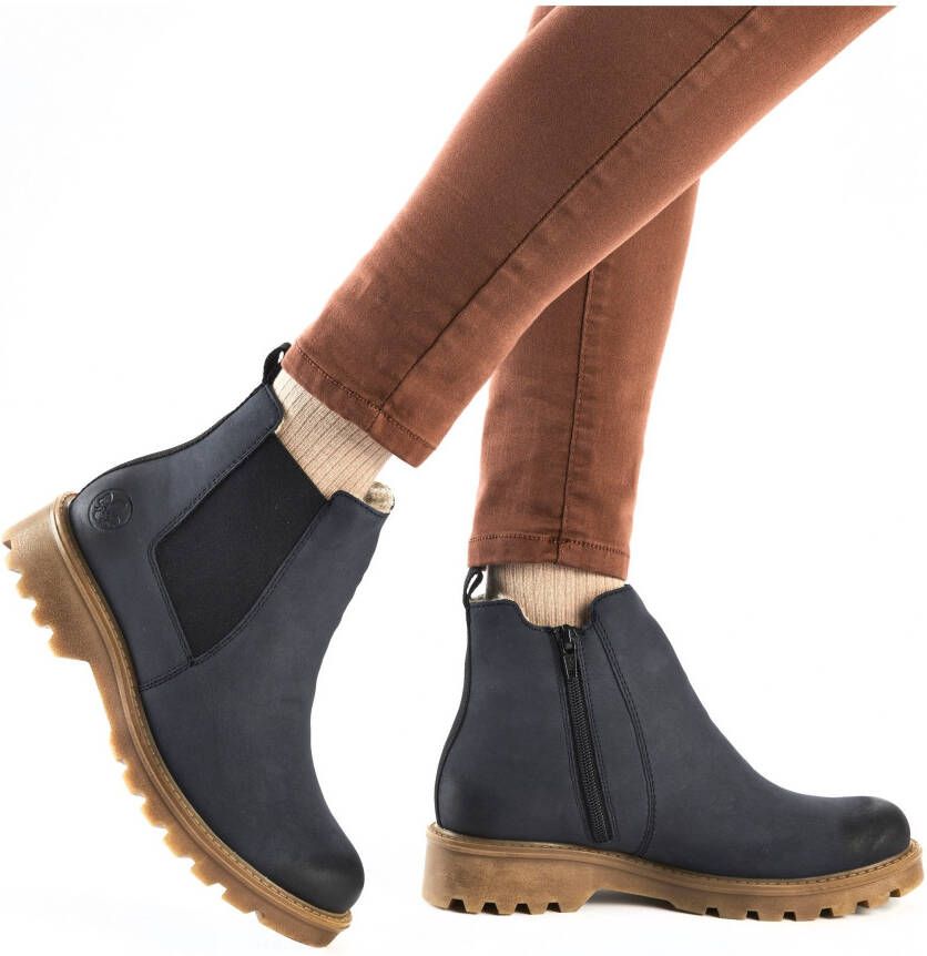 Rieker Chelsea-boots instappers enkellaars blokhak met knusse warme voering