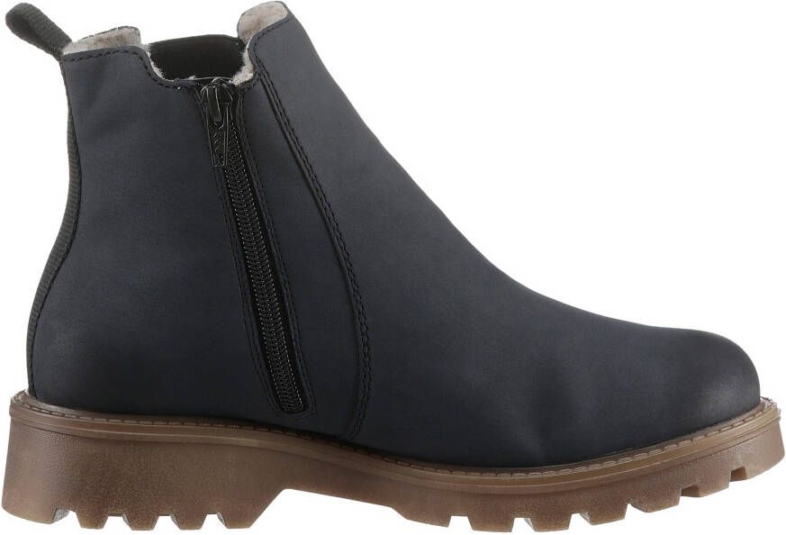 Rieker Chelsea-boots instappers enkellaars blokhak met knusse warme voering