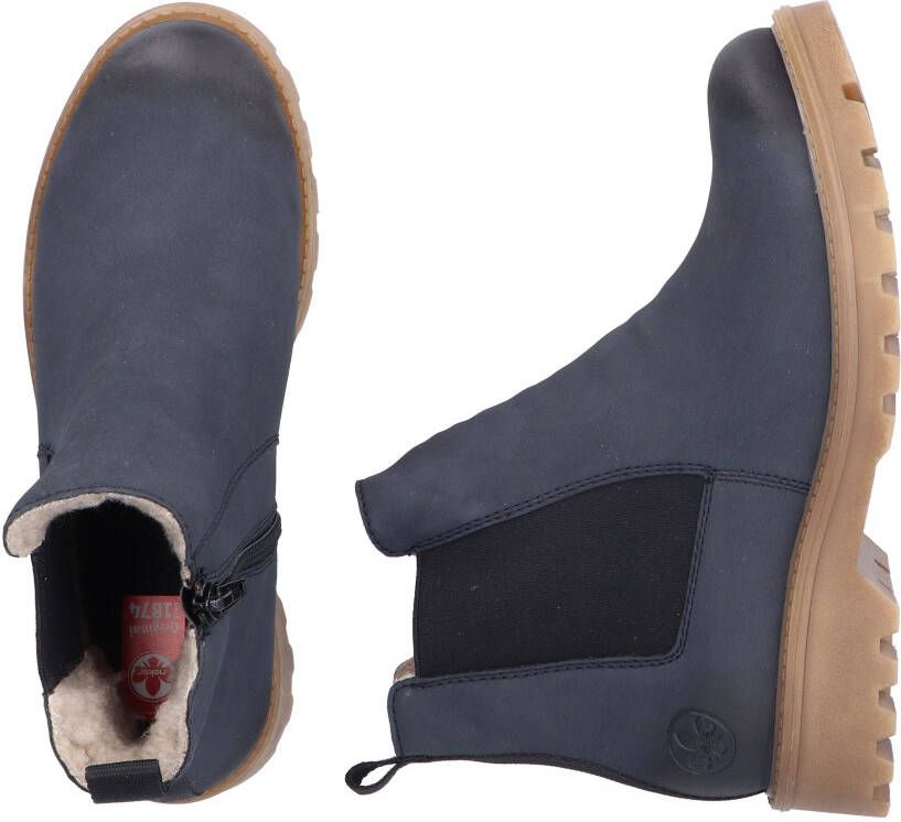 Rieker Chelsea-boots instappers enkellaars blokhak met knusse warme voering