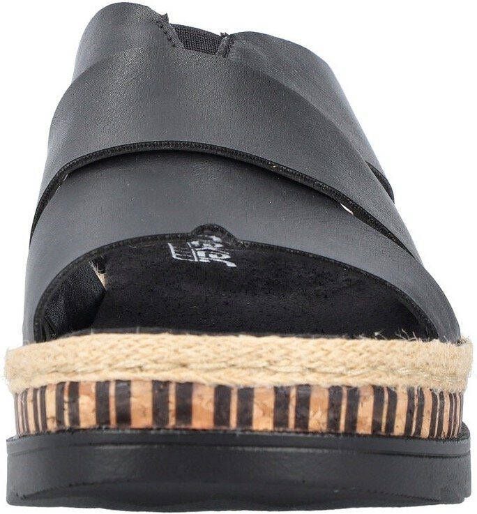 Rieker Slippers wedge heel summer shoe slippers with straw framing