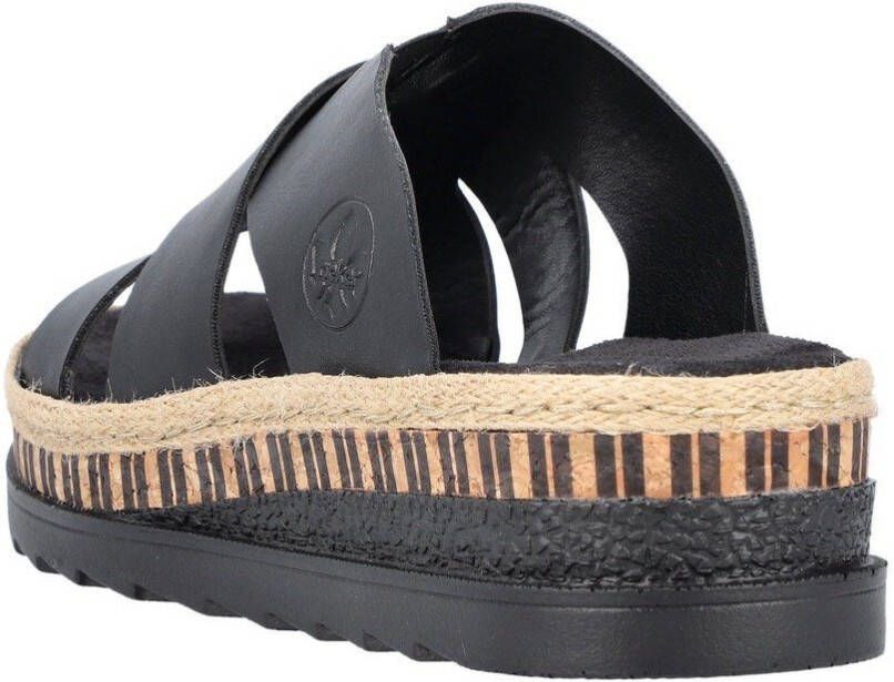 Rieker Slippers wedge heel summer shoe slippers with straw framing