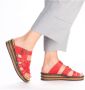 Rieker Petrol Kruis Geborduurde Slipper Green Dames - Thumbnail 45