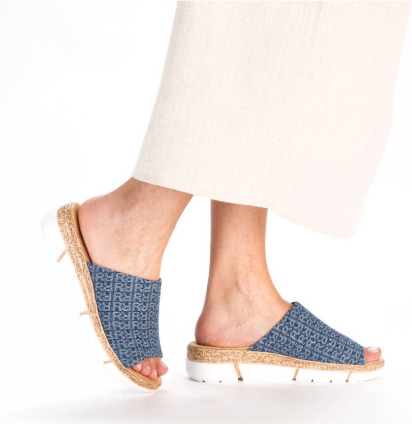 Rieker Slippers wig-hak zomerschoen slippers om in te stappen