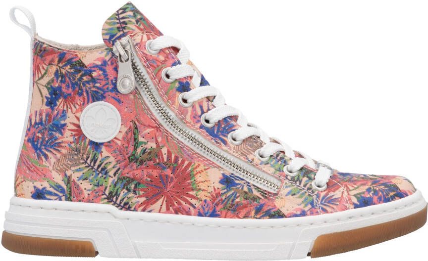 Rieker Sneakers high top sneaker vrijetijdsschoen veterschoen met plateauzool