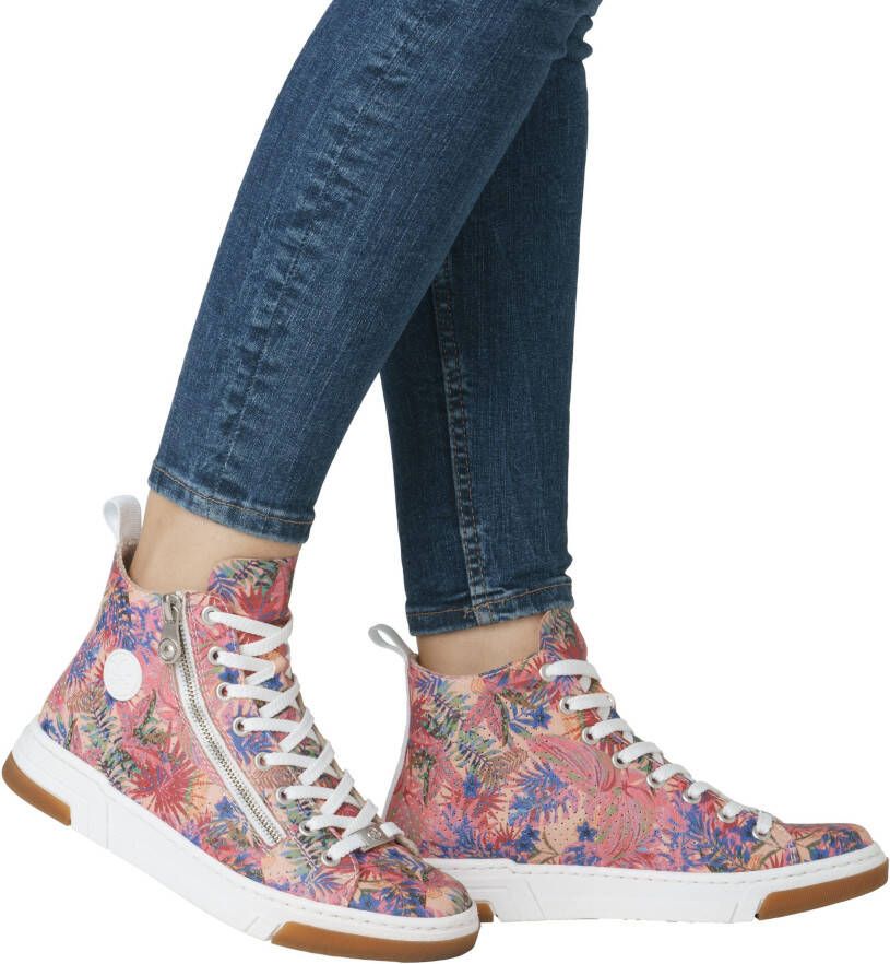 Rieker Sneakers high top sneaker vrijetijdsschoen veterschoen met plateauzool