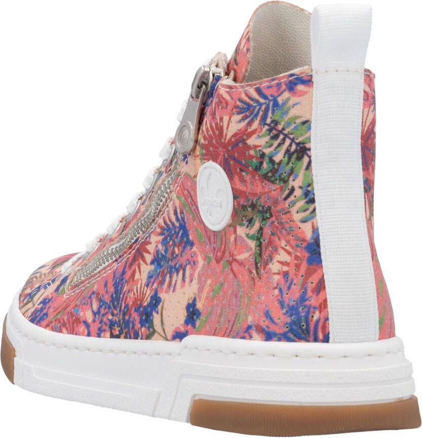 Rieker Sneakers high top sneaker vrijetijdsschoen veterschoen met plateauzool